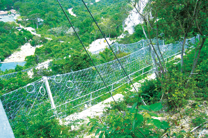 A flexible barrier protecting Tung Chung Road