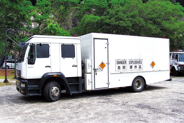 A government explosives truck