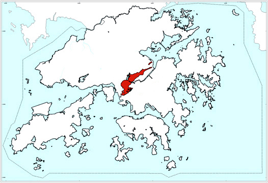 The northwestern side of the Shing Mun Valley and in northwestern Kowloon.