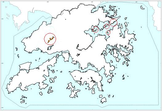 the south of Yuen Long, around the foothills of Tai Tong