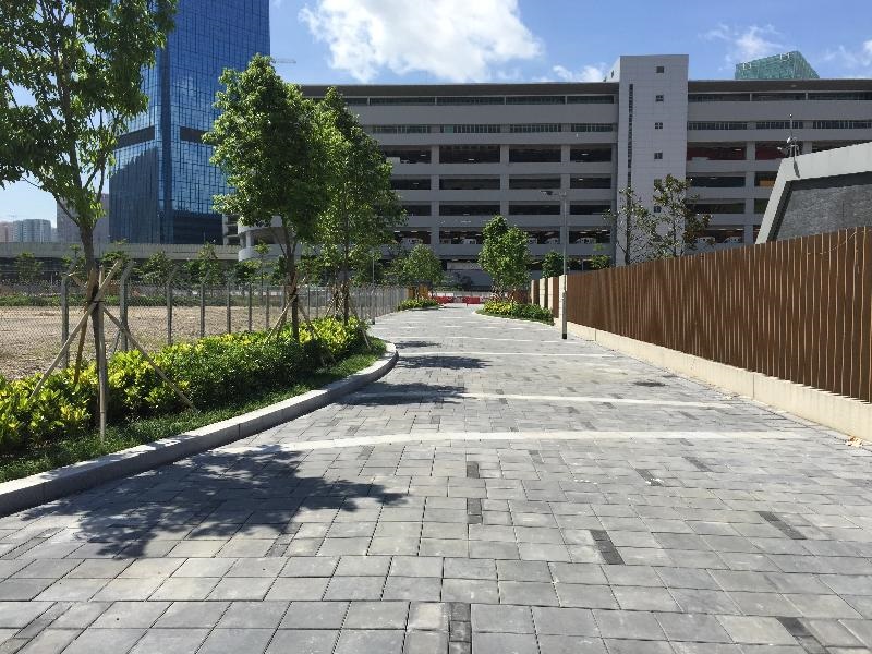One of the pedestrian routes in the Grid Neighbourhood within the Kai Tak Development.